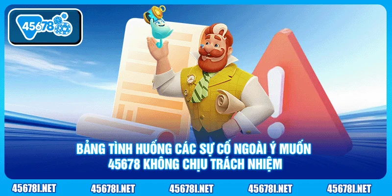 Bảng tình huống các sự cố ngoài ý muốn 45678 không chịu trách nhiệm